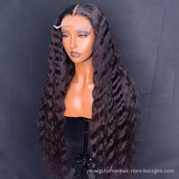 Cheap Deep Wave Lace Closure Wig Curly Brazilian Virgin Natural Human Hair Hd Full Transparent Lace Front Wig For Women Vendor